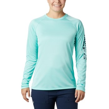 Columbia PFG Tidal Heather Long Sleeve, Sudaderas Azul Marino Para Mujer | 287315-UBY